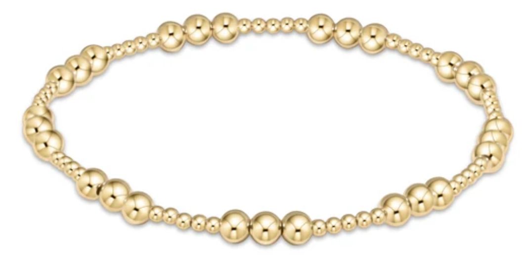 Classic Joy Pattern 4mm Bead Bracelet- Gold