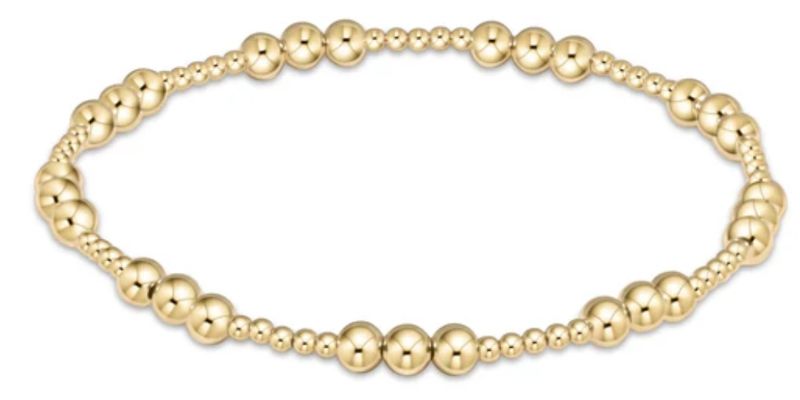 Classic Joy Pattern 4mm Bead Bracelet- Gold
