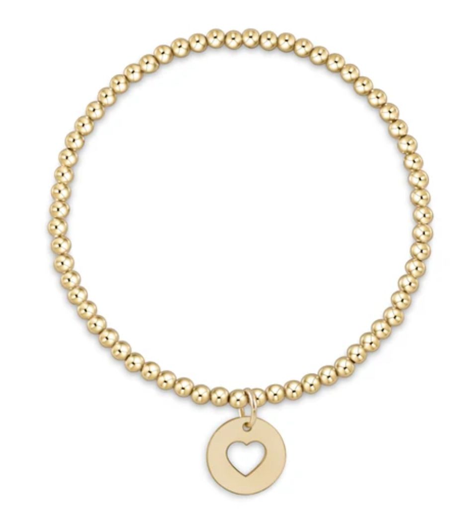 Classic Gold 3mm Bead Bracelet- Love Gold Disc