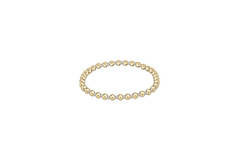Classic Grateful Pattern 4mm Bead Bracelet - Mixed Metal