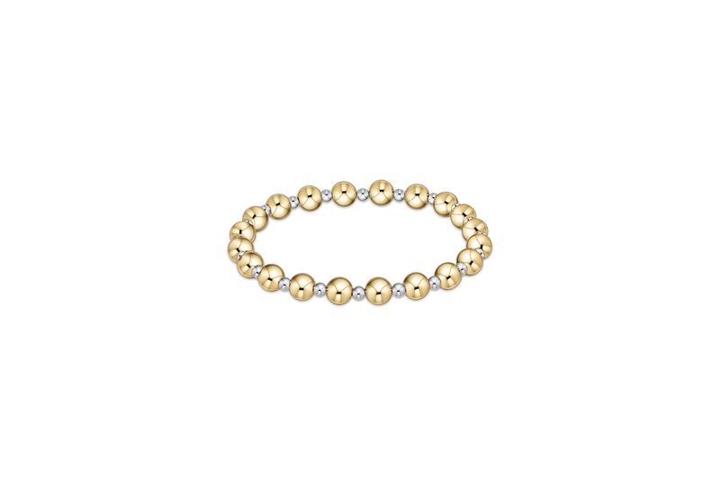 Classic Grateful Pattern 6mm Bead Bracelet - Mixed Metal