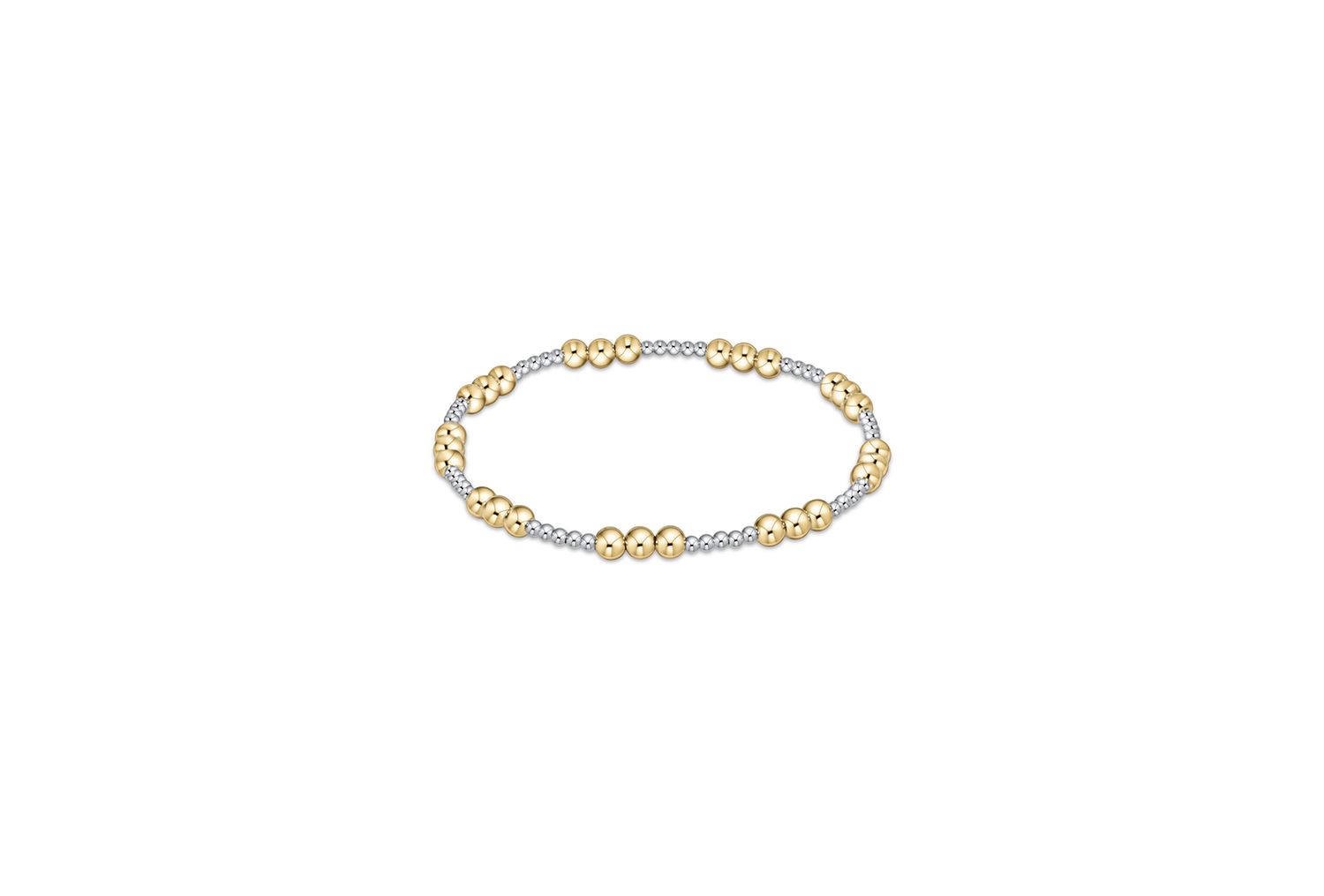 Classic Joy Pattern 4mm Bead Bracelet - Mixed Metal