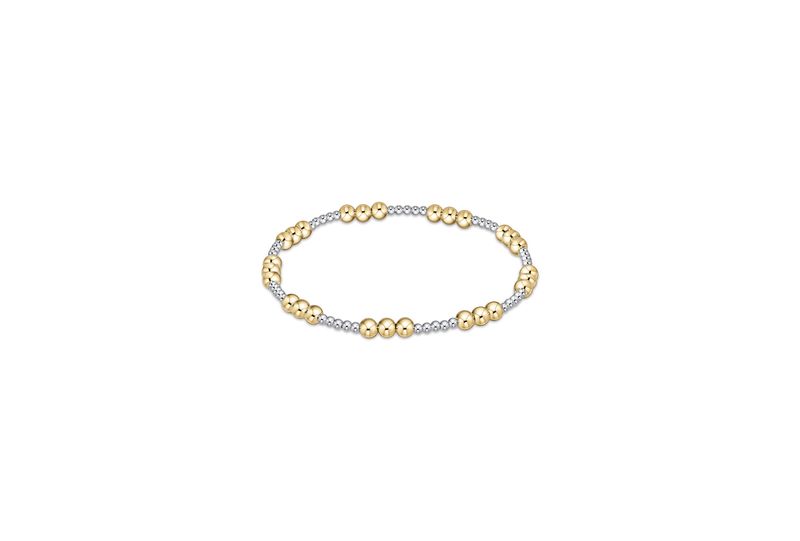 Classic Joy Pattern 4mm Bead Bracelet - Mixed Metal