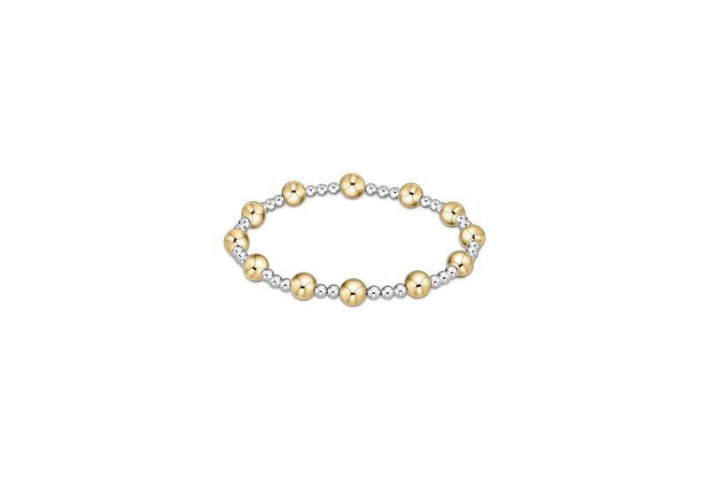 Classic Sincerity Pattern 6mm Bead Bracelet - Mixed Metal