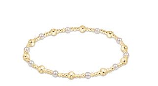 Classic Gold Sincerity Pattern 4mm Bead Bracelet- Pearl