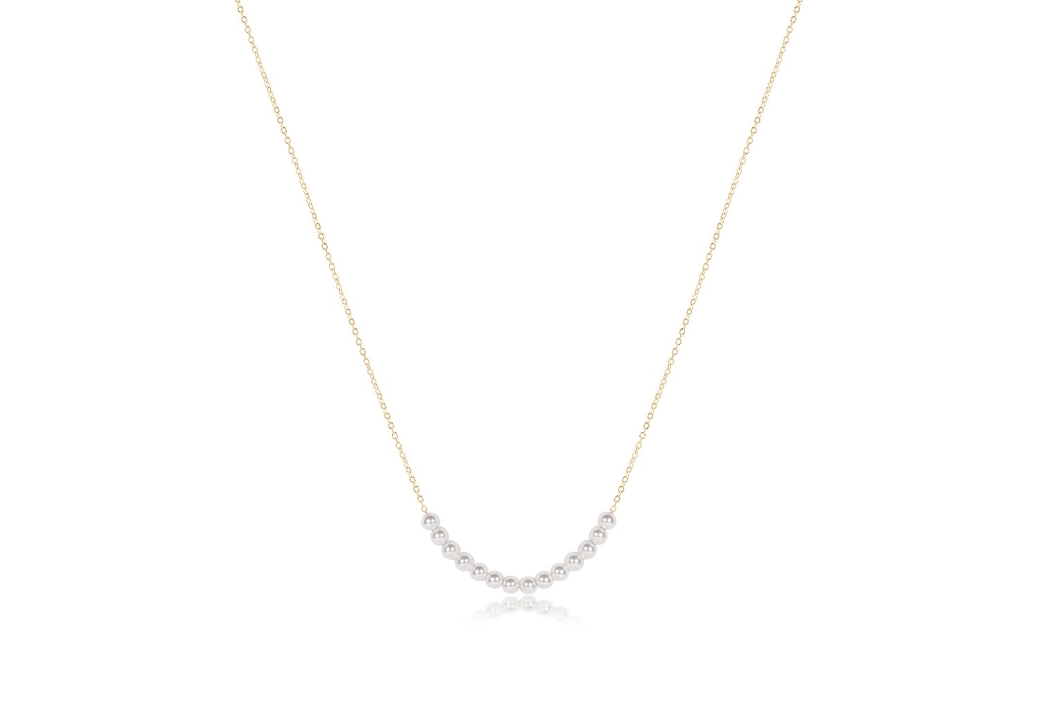 16&quot; Necklace Gold - Classic Beaded Bliss - 4mm Pearl