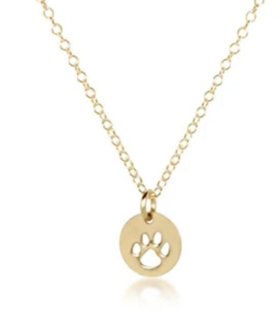 16&quot; Necklace Gold - Paw Print Small Gold Disc