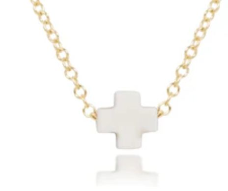 16&quot; Necklace Gold - Signature Cross Small Off-White