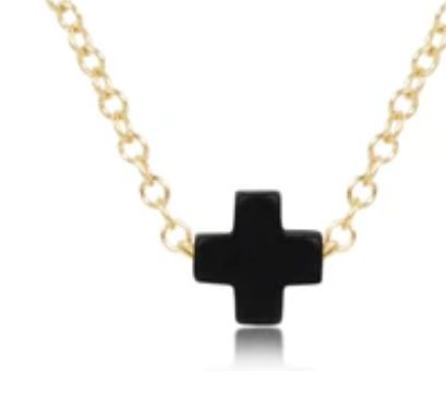 16&quot; Necklace Gold - Signature Cross Small Onyx