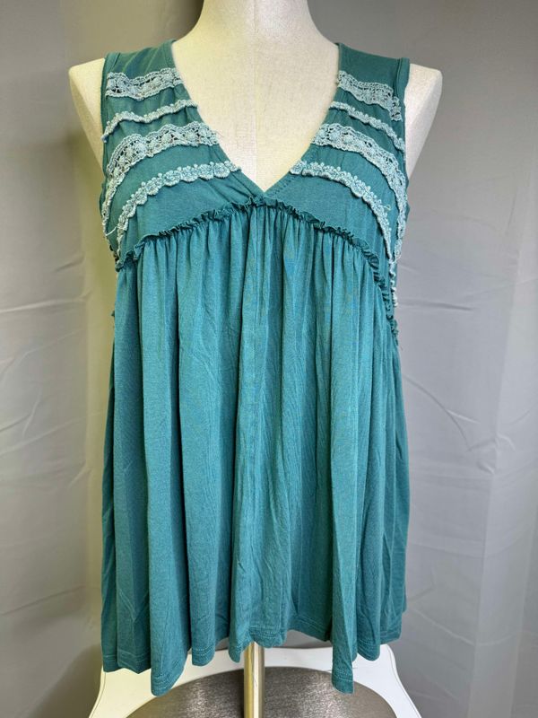 Sleeveless V-neck Babydoll Loose Fit Knit Top