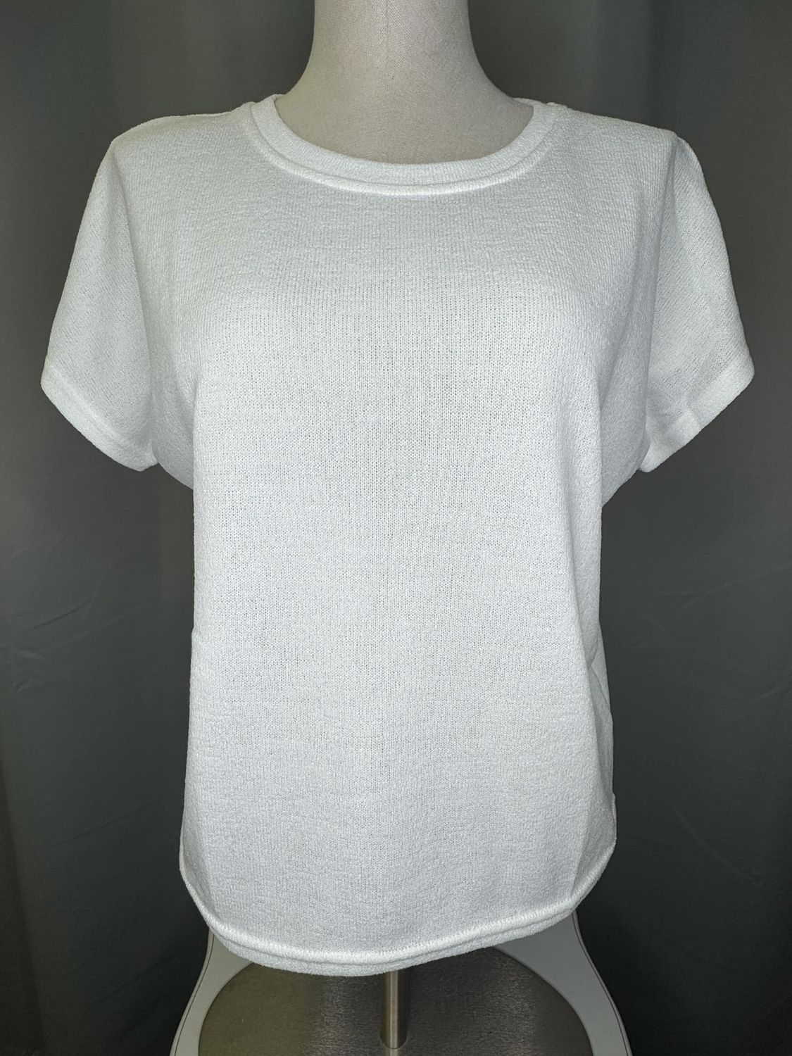 Drop Sleeve Round Neck Knit Top, Color: Off White, Size: Small