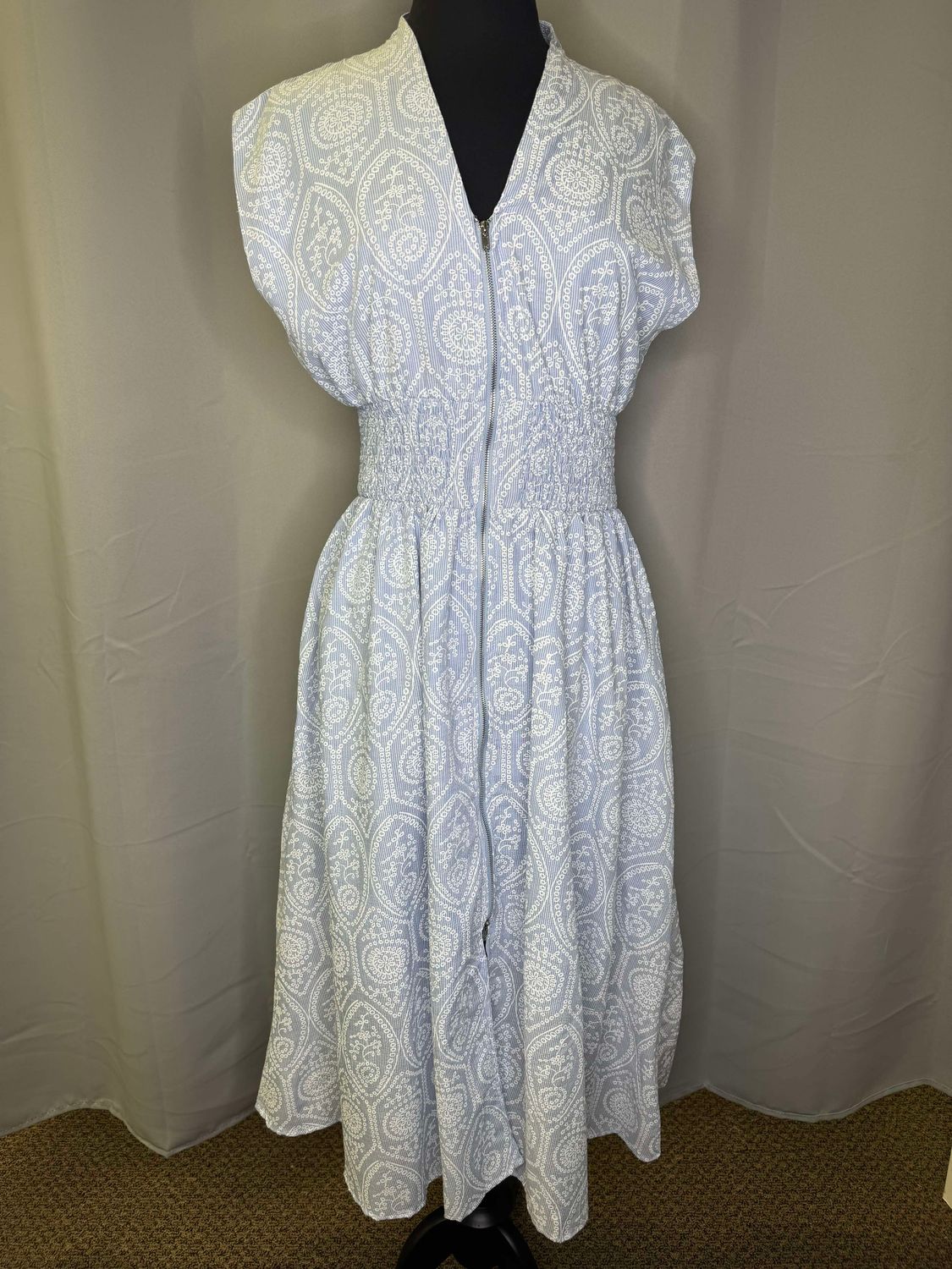 DS Smocked Waist Zip Eyelet Midi w/ Pockets 