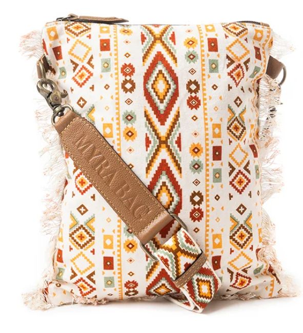 Beautiful Tapestry Crossbody Bag, Color: Off White