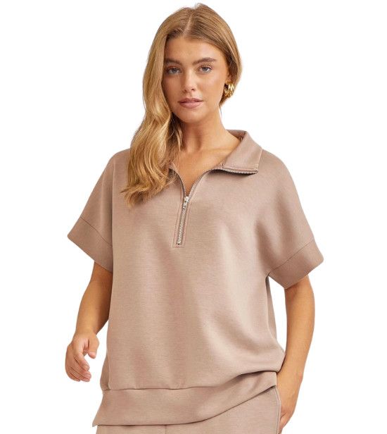 Catalina 1/4 S/S Scuba Top, Color: Cappuccino, Size: Small