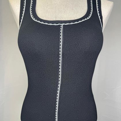 Contrast Line Stitch Sweater Knit Tank