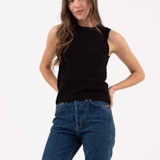 Crew Neck Sleeveless Knit Sweater