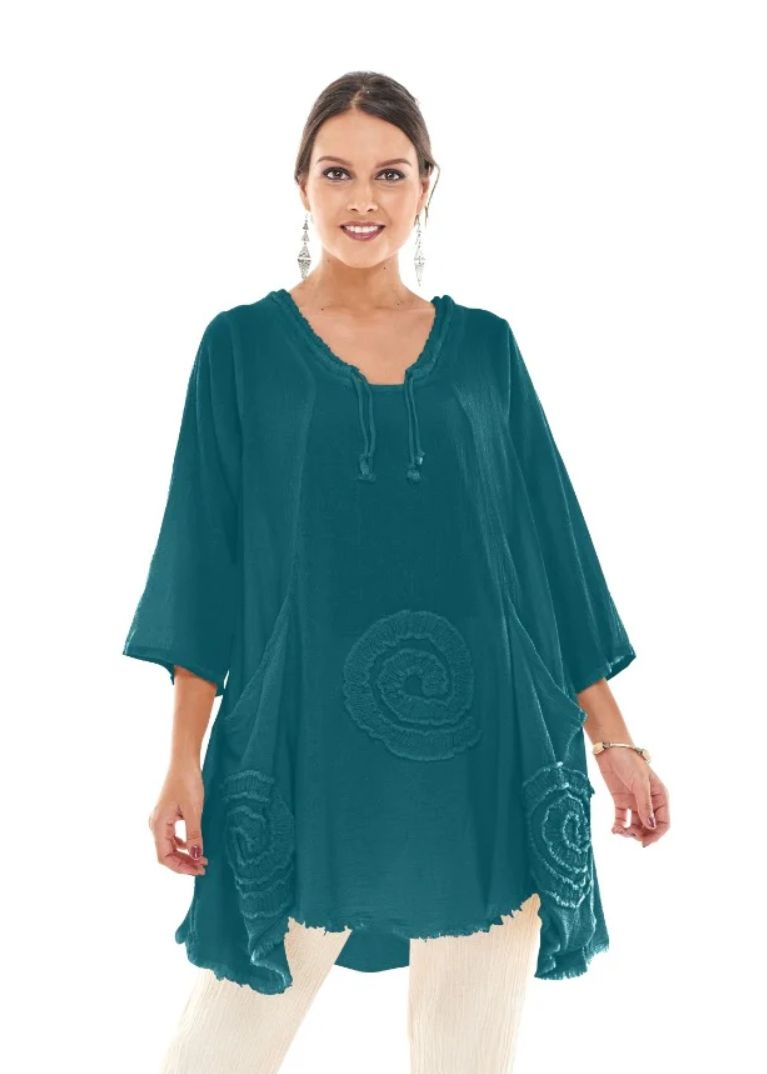 Circle Blouse, Color: Pine, Size: 1