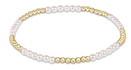 Classic Blissful Pattern 2.5mm Beaded Bracelet - 3mm Pearl