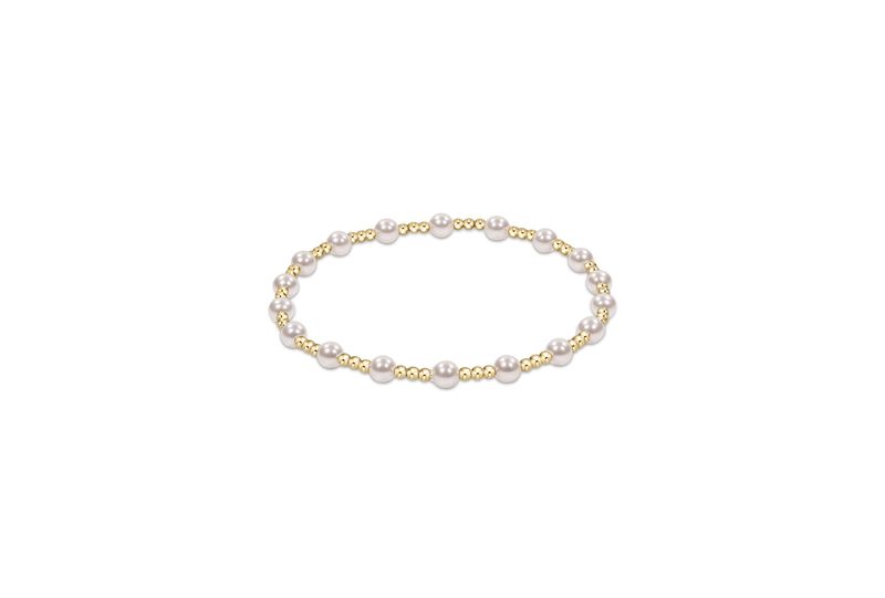 Classic Sincerity Pattern 4mm Bead Bracelet - Pearl
