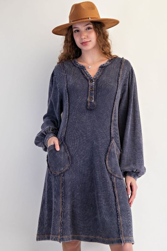 Thermal Mineral Wash Henley Dress