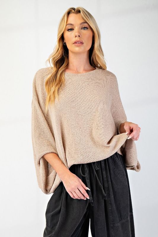 Mushroom Dolman Slvs Oversized Knit Sweater