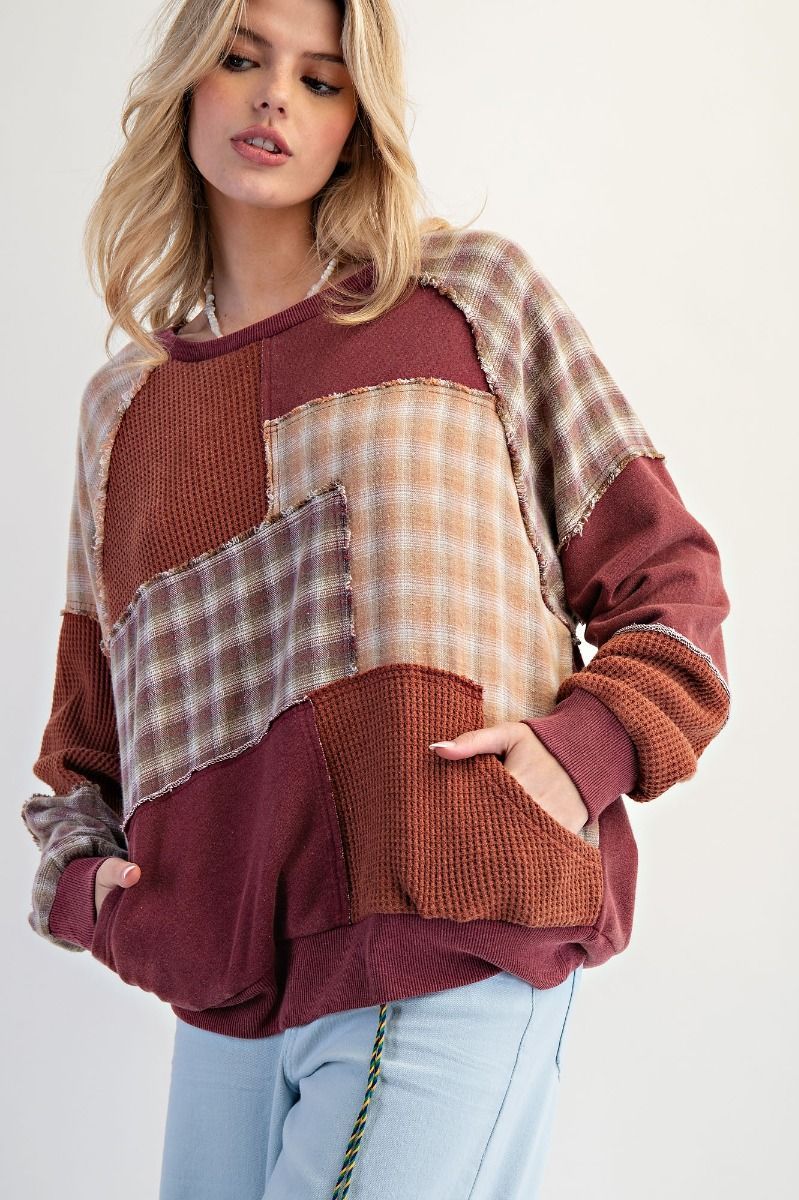 Patchwork Mineral Wash Pullover