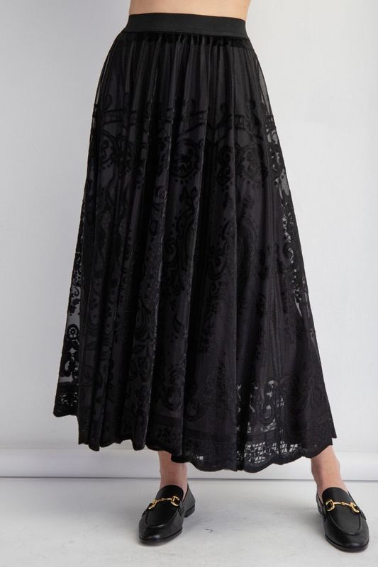 Black Burnout Maxi Skirt