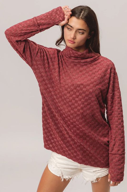 Brush Checker JQD Turtleneck Top