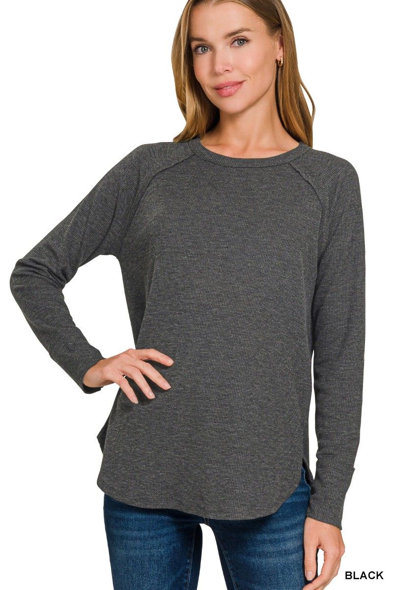 Baby Waffle LS Top, Size: Small, Color: Black