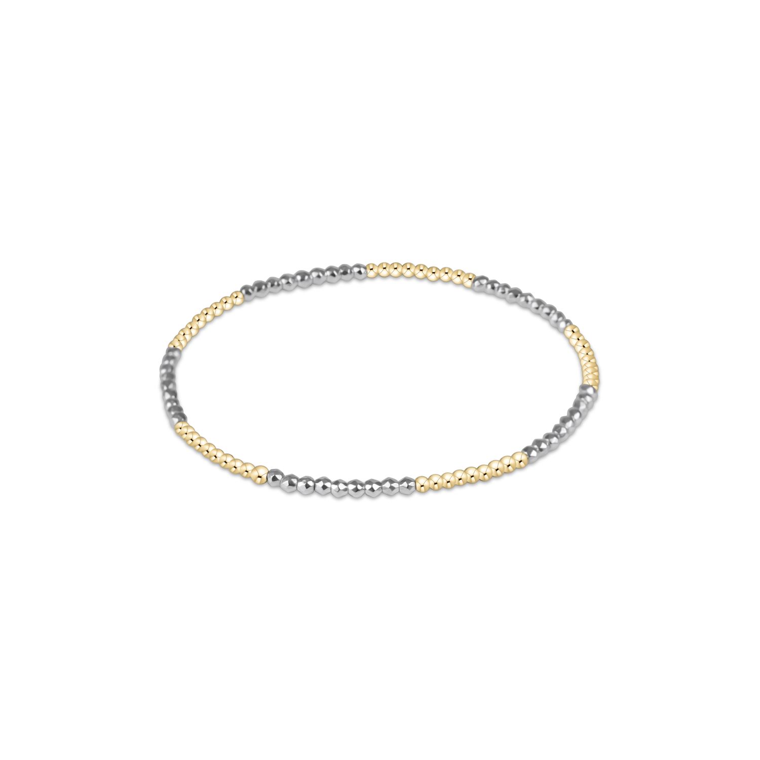 Blissful Pattern 2mm Bead Bracelet - Bright Silver Faceted Hematite