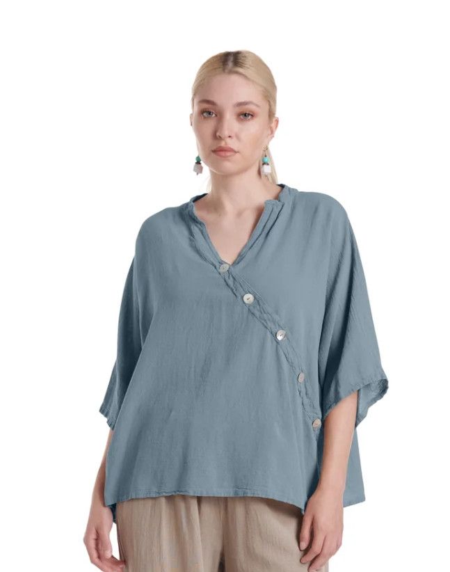 Button Blouse, Size: 1, Color: Dusty