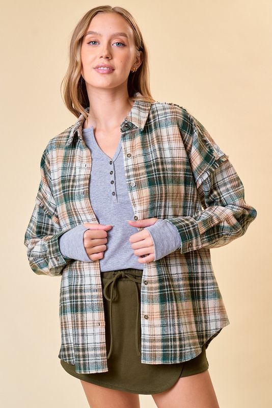 Frayed Back Drop Shoulder Jacket