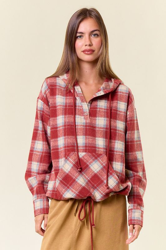 Plaid Hoodie w/ Pocket