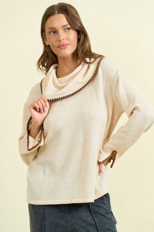 Brushed Rib V-Neck Top