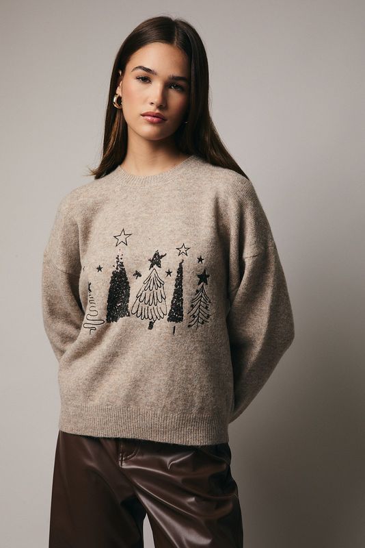 LS Sequin Trees Sweater