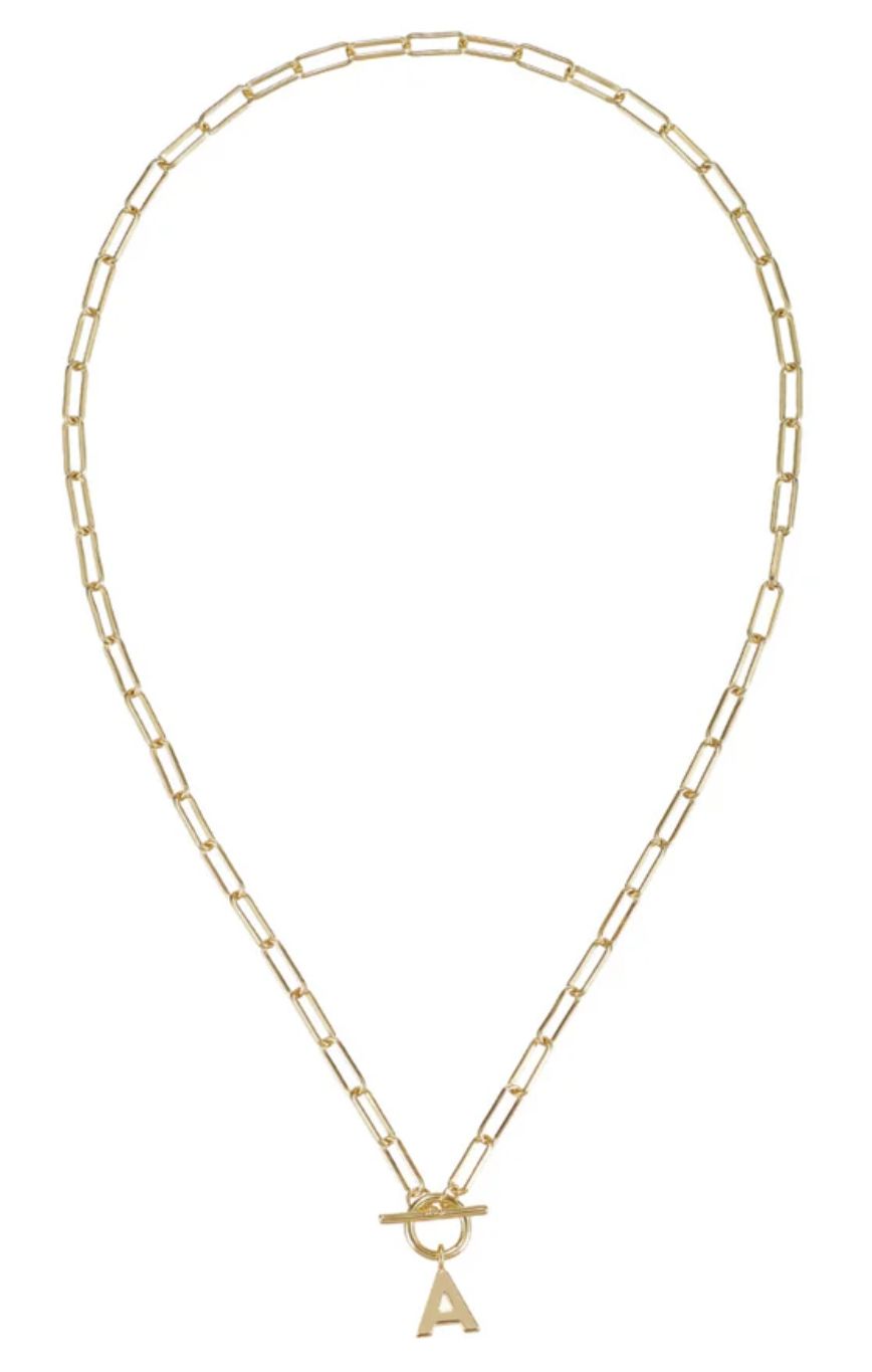 Toggle Initial Necklace Gold, Size: A