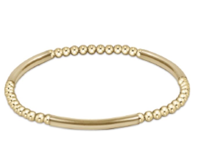Bliss Bar Gold Pattern 3mm Bead Bracelet - Gold