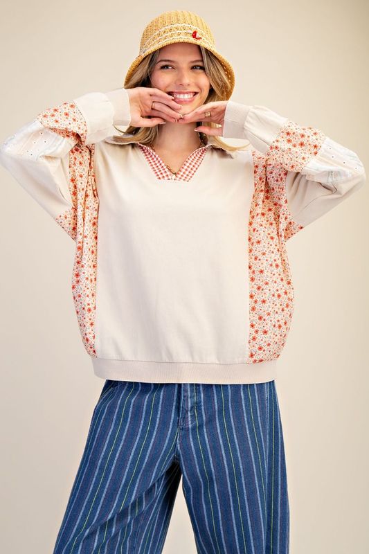 Washed Terry Knit Top - LT Khaki