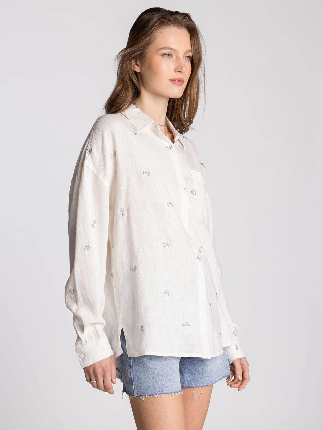 Yesenia Shirt- Ivory Blue Floral