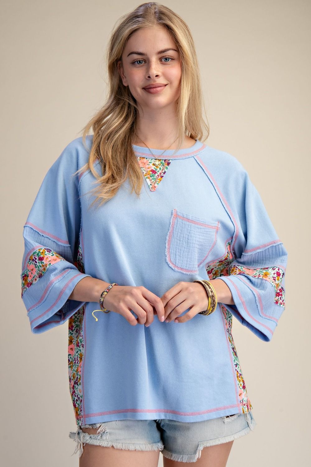 1/2 SLVS Boxy Top- Cielo