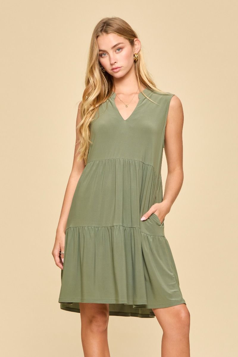 Lizz Tiered Dress- Pistachio