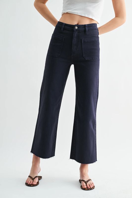 HR Wide Leg Crop Raw Hem (MDP-W3801NB)
