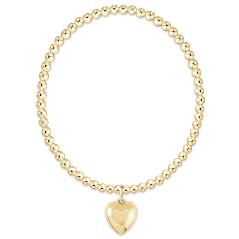 Classic Gold 3mm Bracelet - Love Plush Gold Charm