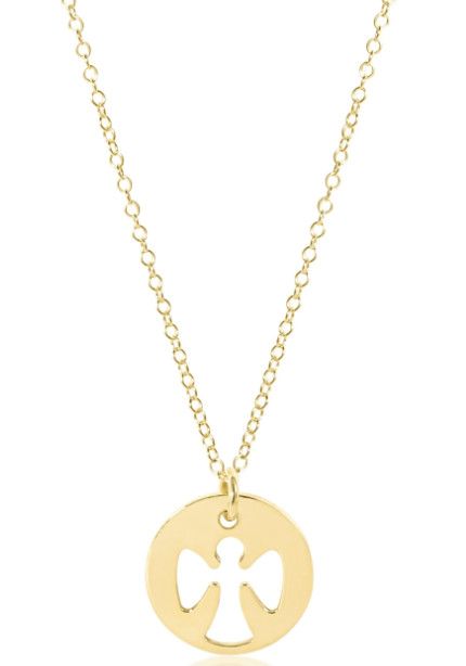 16" Necklace Gold - Guardian Angel Gold Disc