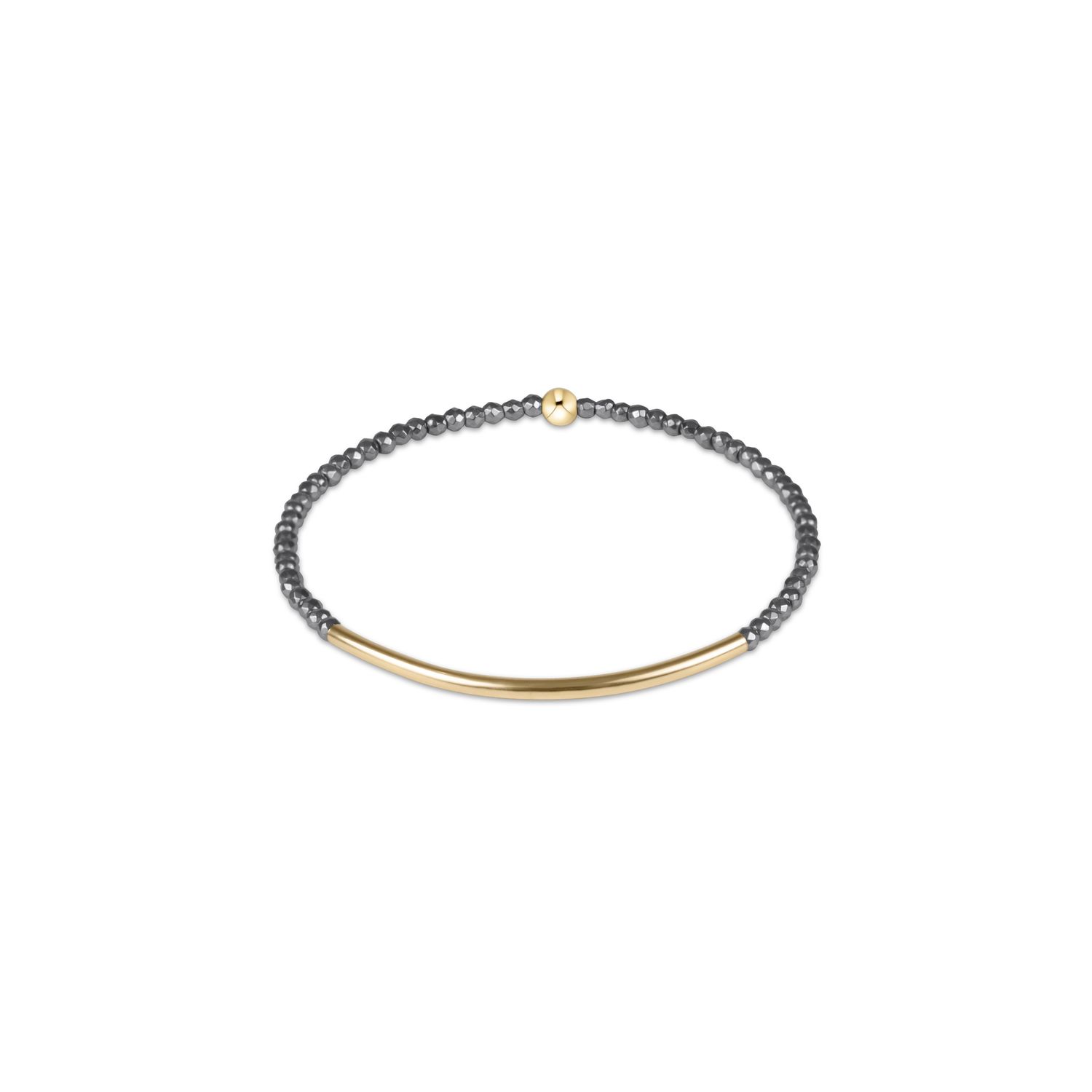 Bliss Bar Gold 2mm Silver Faceted Hematite Bracelet