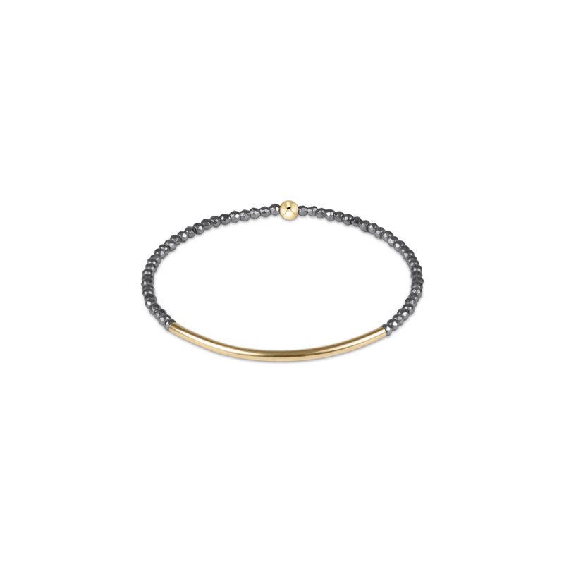 Bliss Bar Gold 2mm Silver Faceted Hematite Bracelet