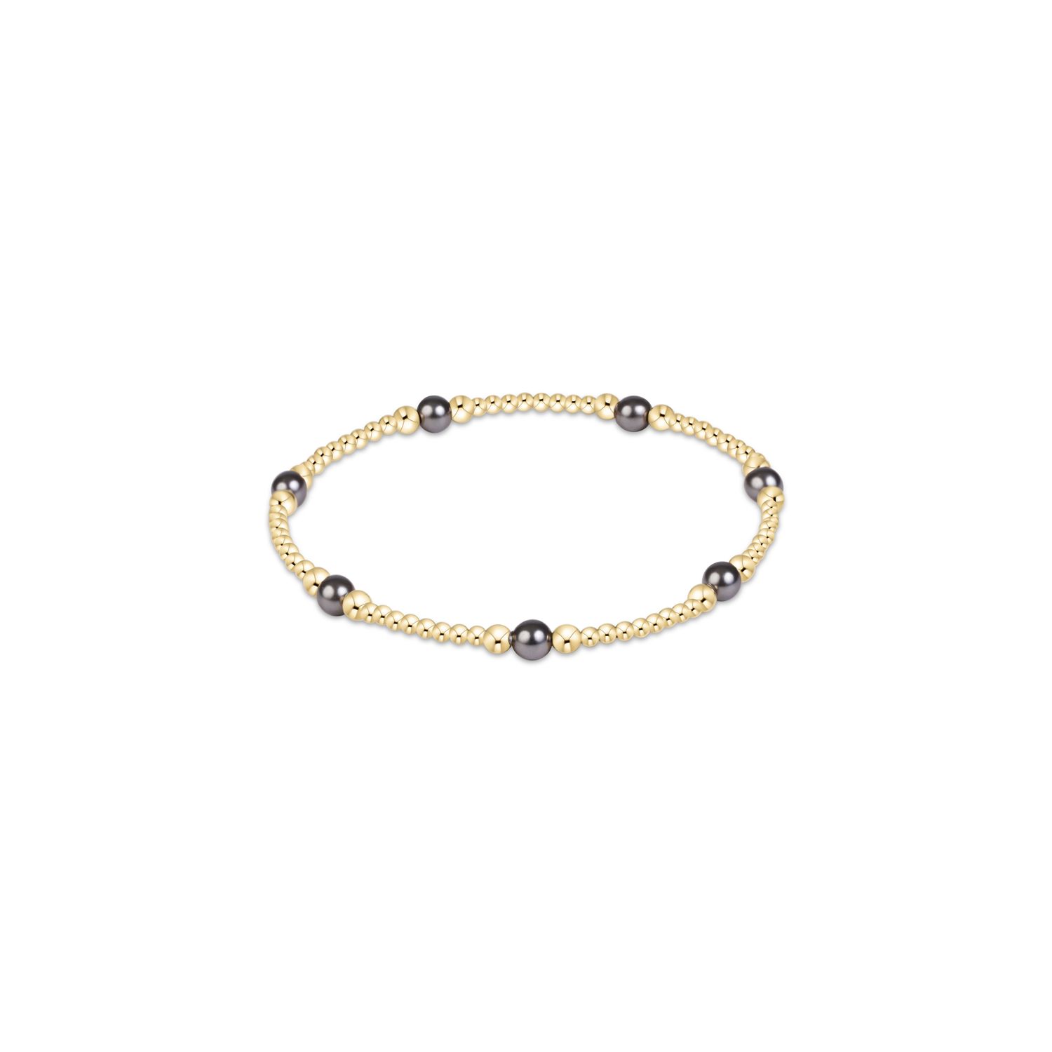 Purpose Pearl Dark Grey 4mm Gold Bracelet
