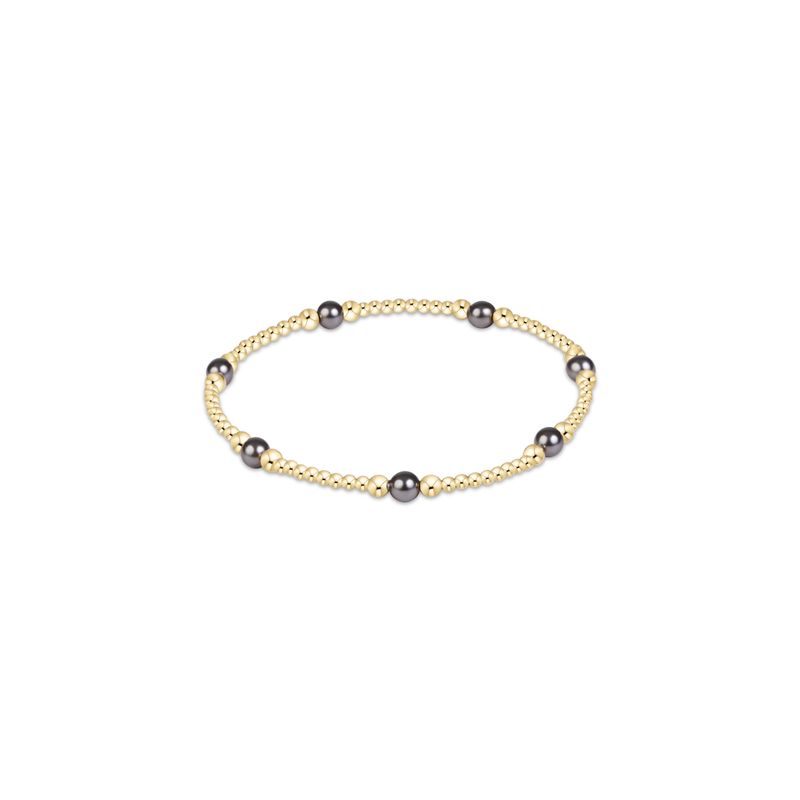 Purpose Pearl Dark Grey 4mm Gold Bracelet