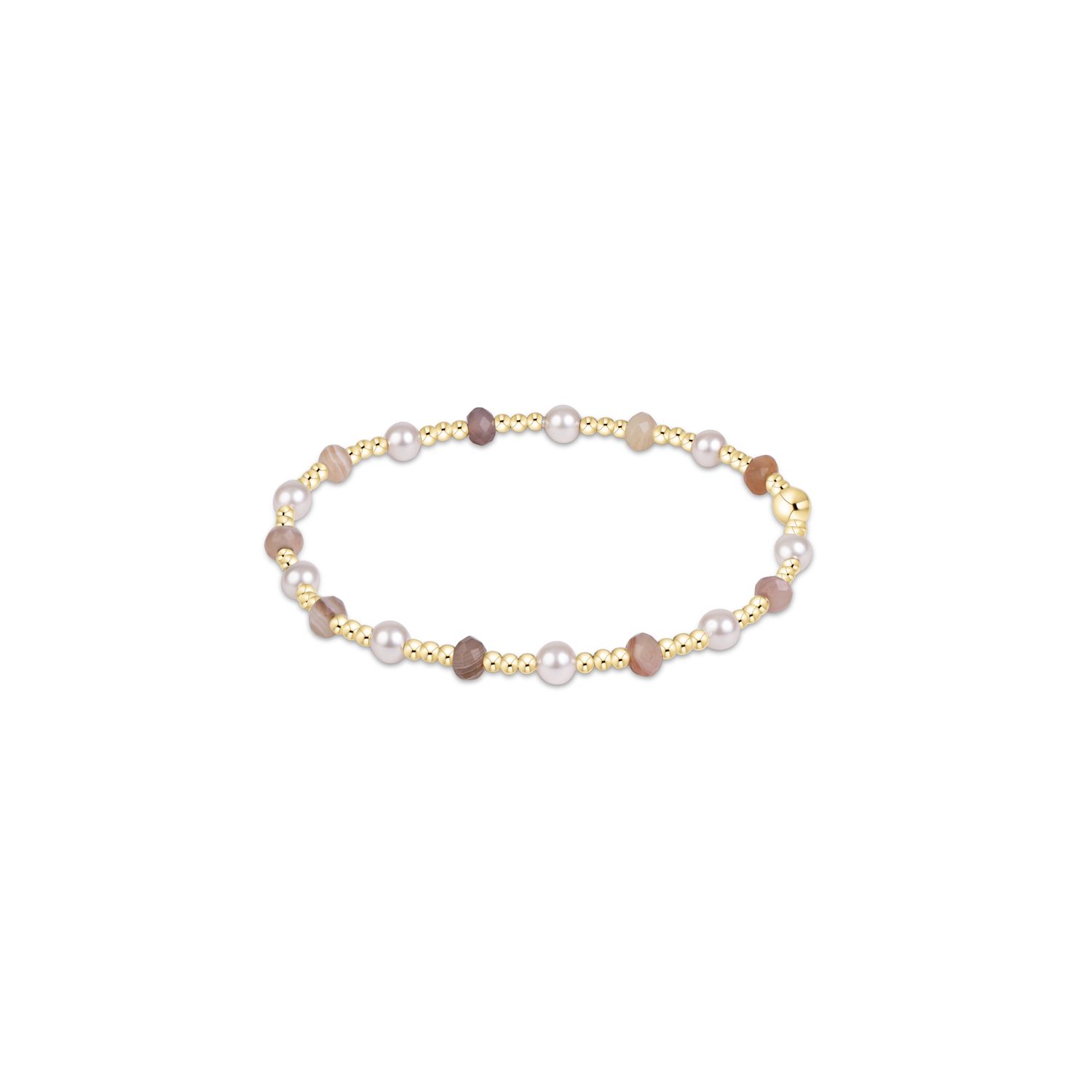 Extends Sincerity Gemstone &amp; Pearl 4mm Bracelet - Botswana Agate