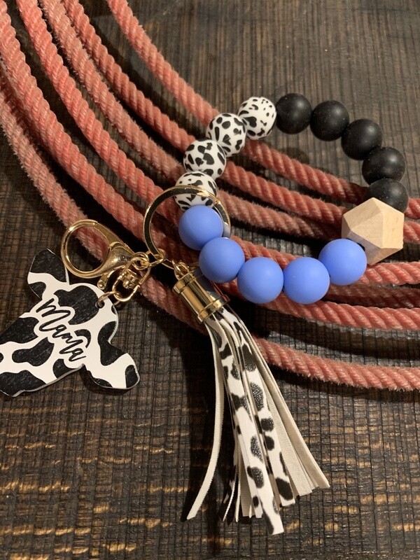 Cow Print Mama Keychain Bracelet